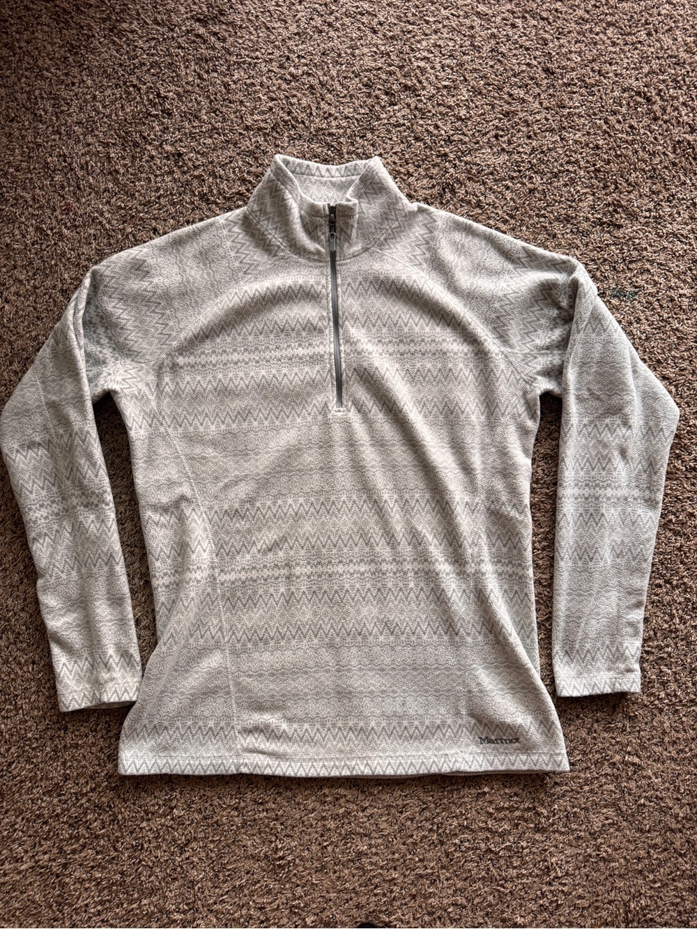 Marmot 1/4 Zip White Aztec Fleece Hiking Outdoor Fleece Pullover Women's XL